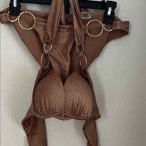 Beach Bunny Bronze Bikini with Gold Accents